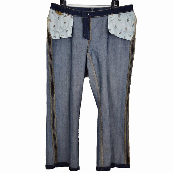 Seven7 Luxe Jeans Woman 20 Plus Size Blue Embellishd Rhinestones Boho Denim - Picture 6 of 14